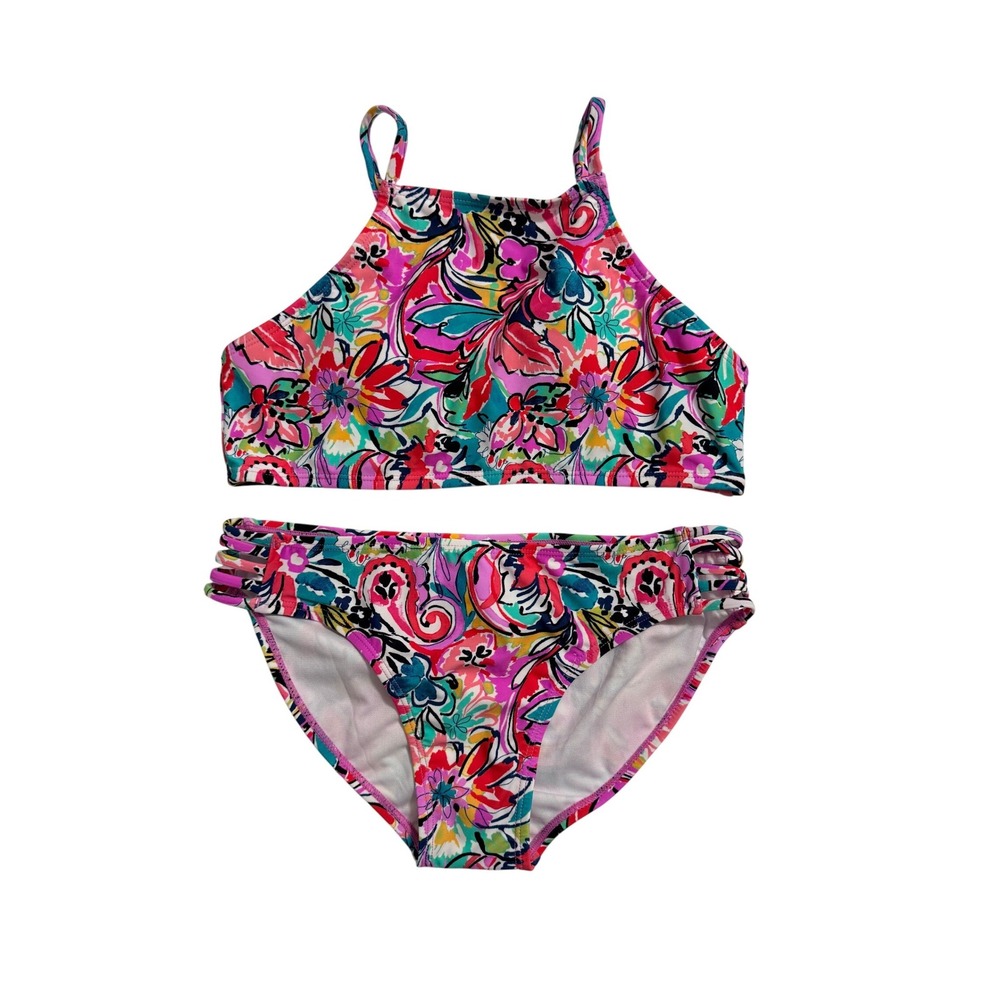 NWT Raisins Bikini Girls 16 Multicolor Kaori Set Floral Strappy Two-Piece